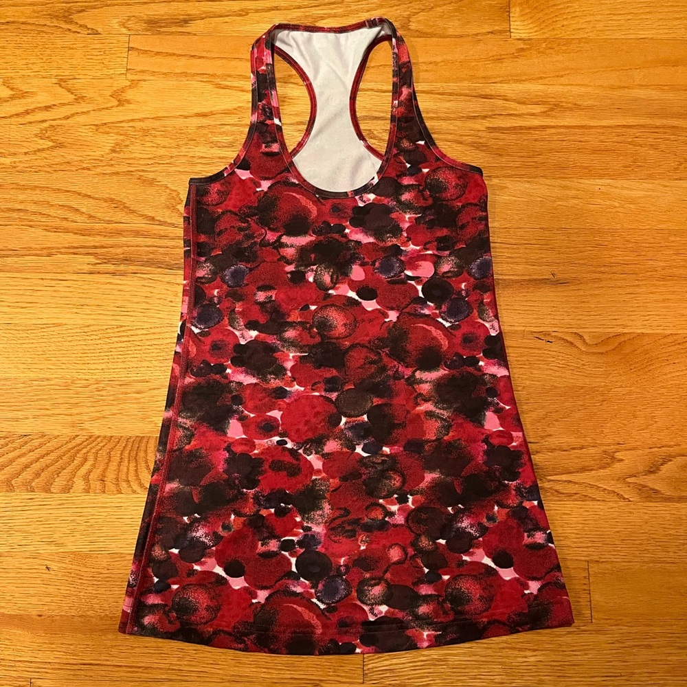 lululemon athletica Red & Black Printed Racerback Tank